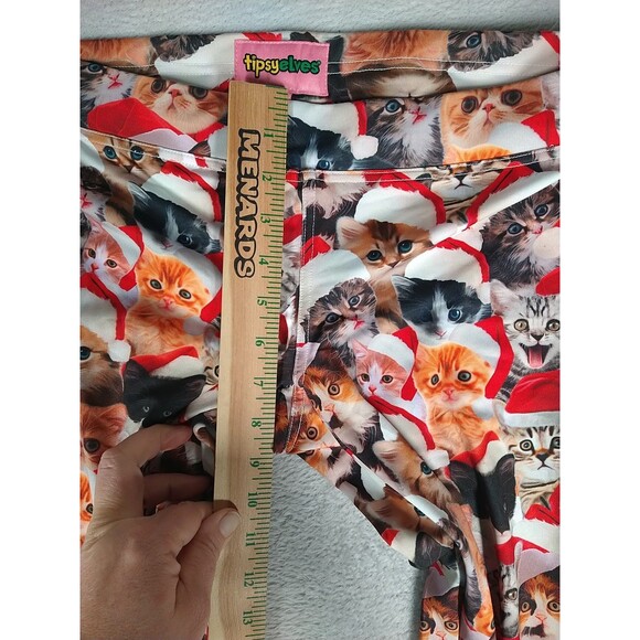 Tipsy Elves Leggings Small Kittens Cats Wearing Santa Hats Holiday Running - Picture 6 of 11